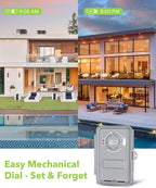 BN-LINK Pool Pump Timer, Outdoor Timer Box, Heavy Duty, 2HP 40A Max, 120, 240, 277 VAC, for Pool Pump, Water Heater, Fans, SPA, ETL Listed (Digital)