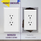 ENERLITES Duplex Receptacle Outlet Wall Plate, Jumbo Outlet Covers, Gloss Finish, Oversized 1-Gang 5.5" x 3.5", Polycarbonate Thermoplastic, 8821O-W, White