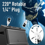 Devilclaw UHF Wireless Guitar System- 16 Channel Rechargeable Transmitter Receiver with Volume Control - Interference-Free Adapter for Bass Instruments(White)
