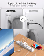 2 Pack Power Strip Surge Protector, Flat Plug Extension Cord with 4 USB Ports(2 USB-C) 6 AC Outlets, USB Charging Station, Wall Mountable for Home, Office, Dorm Essentials, 1080J, ETL Listed