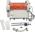 WYDDDARY 14.17"/360MM Electric Steel Roller Thermal Laminator with Slitting Cutter Hot Cold Roll Laminator Adjustable Temp 60-130℃ Electric Laminating Machine for Single/Double Sided Laminating 110V