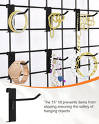 Alffun 50 Pack Grid Wall Hooks, 4 Inch Heavy Duty Wire Grid Display Hooks, Gridwall Accessories for Retail, Craft Shows, Garage Storage, and Home Organization, Black