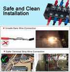 MILAPEAK Terminal Block and Strip - 6 Sets 8/10/12 Positions 600V 15A Dual Row Wire Screw Terminal Strip Block with Cover + 400V 15A Pre-Insulated Terminals Barrier Strips Jumpers (Black & Red)
