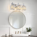 FDPBY Bathroom Vanity Lights 3-Light Modern Crystal Vanity Light Chrome Bathroom Light Fixtures Over Mirror Crystal Bathroom Vanity Lighting Fixtures