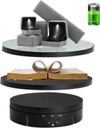 JAYEGT 3 in 1 Motorized Rotating Display Stand with 5.74/7.08/8.66 inch Replacement Mirror Cover， 22lbs Load , 360 Degree Electronic Turntable for Photography Products Shows, Jewelry (Mirror/3 in1 / Black/ NO Remote controller)