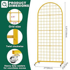 Asee'm Grid Wall Panels Display Stand 2' x 5.2' FT Gold Movable Wire Grid Wall Display Rack Heavy Floorstanding Detachable Girdwall Panel with T-Base for Craft Show Rack, Retail Displays 1PCS
