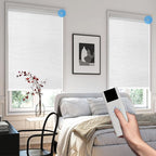 COOLWINDS Motorized Blinds with Remote Cordless Automatic Motorized Shades Custom Blinds for Windows Smart Curtains Compatible with Alexa Google Home(Blackout Jacquard White,W66 x H72in)