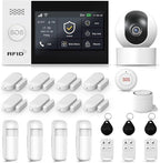 LWOHSI Home Security Systems,Wireless 4.3" Fulltouch Screen Home Alarm Kits with 2MP HD Security Camera,GSM 4G /Tuya APP Real-Time Alerts,Door Sensors,SOS,Work with Alexa&Google for Villa,Apartment