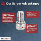 Kozelo 4pcs Socket Head Cap Screws - [M12-1.75 x 20mm] 304 Stainless Steel Allen Socket Drive for Electrical Motor 3D Printing Fan Engine Replacement Use, Silver
