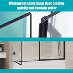 Pivot Swing Bathtub Door, Adjustable Width 60" W x 59" H Semi-Frameless Shower Glass Door with 5/16 in (8mm) Clear SGCC Tempered Glass with Nano Easy-Clean Coating (Matte Black)