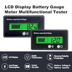 12V 24V 36V 48V Battery Capacity Indicator Golf Cart Voltage Meter with LCD Display Green Backlight, Waterproof Monitor Gauge Digital Voltmeter Testers for 3S-26S Lithium Battery&Lead-Acid Batteries
