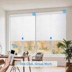 COOLWINDS Motorized Blinds with Remote Cordless Automatic Motorized Shades Custom Blinds for Windows Smart Curtains Compatible with Alexa Google Home(Light Filtering Jacquard White,W61 x H72in)