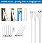 Under Cabinet Lighting USB C Charging Cable, Charger for MCGOR Motion Sensor Light Indoor, with Power Adapter