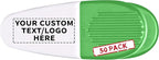 50 Magnetic Memo Holders Set - Customizable Text, Logo - Large Clip, Plastic - White Green
