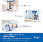 Tapo 3K 5MP Indoor Security Camera for Baby Monitor, Pet Camera w/Smart Motion Tracking, 360° Pan/Tilt, IR Night Vision for Home Security, Works w/Alexa & Google, RoomCam 3K 360°
