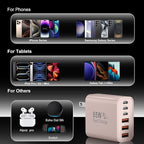 USB C Fast Charger Block, iPhone Charger Fast Charging Blocks 65W Multi Port Charger 6-Ports PD & QC Charging Cube Brick Power Adapter Type C Wall Chargers for iPhone 17/16/15/14/13/12 Pro Max, iPad