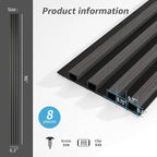 Art3d 8-Pack WPC Wood Slat Wall Panel for Interior Wall Décor, 3D Wood Fluted Acoustic Wall Paneling for Living Room Bedroom Home & Office Accent Wall Decor - 96 x 6 Inch Grey