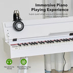 KUMENG Digital Piano 88 Key Weighted Keyboard,Full-Size Desk Progressive Hammer-Action Electric Piano For Beginners, With Sheet Music Stand, Pedal,Power Adapter, Headphone Mode, Usb-Midi
