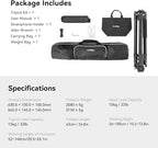 SmallRig CT200 72.8"/200cm Horizontal Overhead Tripod for Camera with Smartphone Holder & Carrying Bag, 33lb Max Load Aluminum Horizontal Camera Tripod for Overhead Shots