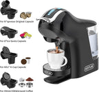 KOTLIE Single Cup Coffee Maker, Multi Capsule Machine Compatible With Various Capsule Types, 4 Temperature Settings, 7 Water Volume Levels,19 Bar(Glossy Black)