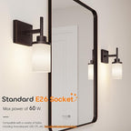 AONEON Wall Lights Over Mirror Bathroom Vanity Light Fixtures with White Frosted Glass Shade, Wall Sconces for Porch, 2 Pack Oil Rubbed Bronze T001ORB-L1-P2