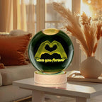 Kopesmsy 3D TayTay Gifts, Cute 3.15-inch Hands Heart Shaped Crystal Ball Night Light with Wood Base, Night Light Room Decor, Birthday Anniversary Christmas Gift for Fans, Music Song Lover