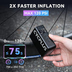 CYCPLUS AS2 Pro Max Tiny Pump Mini with Gauge, Max 120 PSI Cordless Bicycle Air Pump, Auto Stop, with Presta and Schrader Valve for Car, Motorcycle, Bike and Ball (2025 Updated Version)