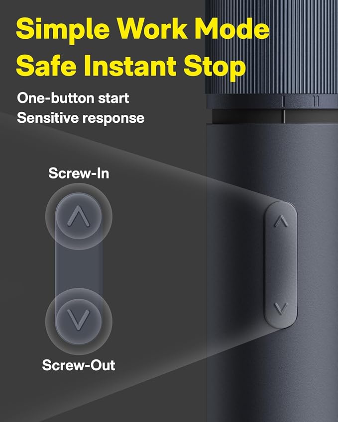 HOTO Electric Screwdriver Kit, Upgraded 1/4'' Hex 25 Bits, Magnetic Lid, Rechargeable Cordless Screwdriver, 3 Torque Settings, 1500mAh Battery, LED Light, Ideal for Assembling Furniture, Home Repair