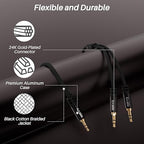 Kxable 1/8 Inch TRS Stereo Y Splitter Cable 6FT, 3.5mm Male to 2-Male Y-Splitter Stereo Audio Cable, for Cell Phone PC Laptop, Speaker, Headphones, Suitable for Switching or Two Sets of Speakers