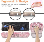 Ergonomic Mouse Pad Wrist Support and Keyboard Wrist Rest Set with Coasters, Non-Slip PU Base, Easy Typing & Pain Relief, Perfect for Home Office Working Studying, Quote Bible Verses Psalm 46:5