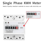 Electric Meter, Single Phase 4P LED DIN-Rail Electricity Power Consumption Wattmeter Energy Meter DDM75S 10 to 40A Digital Display