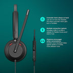 EPOS IMPACT 760T Dual-Sided Wired Headset for PC with Noise-Canceling Mic, Microsoft Teams Certified USB C and USB A, In-Line Controls, Super Wideband Audio, Comfortable for Office Calls & Remote Work