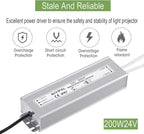 LED Driver 200 Watts 24V DC Low Voltage Transformer， Waterproof IP67 LED Power Supply, Adapter with 3-Prong Plug 3.3 Feet Cable for Any 24V DC led Lights, Computer Project, Outdoor Light