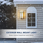 EERU Large Outdoor Wall Lights 15.35" H x 6.7" W, Waterproof Wall Lantern Exterior Light Fixture for Entryways Yards Garage Front Porch, Metal Frame with Frosted Glass, Black (Large)