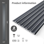 Art3dwallpanels Slat Wall Paneling, 104'' x 6.3'' Glossy Metal Finish WPC Soundproof 3D Wall Panels for Interior Wall Decor, 8 Pack Wavy Grain Panel Wall Slats, Metallic Silver Dark Gray