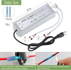 LED Driver 300 Watts(150W X2) 24V DC Transformer， Waterproof IP67 Power Supply, 24V DC Low Voltage Output Adapter with 3-Prong Plug 3.3 Feet Cable for LED Light, Computer Project, Outdoor Light