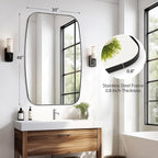 Black Oval Mirror, 30"×48" Bathroom Mirror for Wall Vanity with Stainless Steel Metal 0.8" Thin Frame, Oblong Bathrrom Mirror Modern Anti Rust