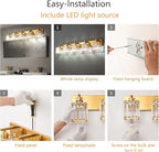 FDPBY Modern 5-Light Gold Brushed Brass Finish Crystal Wall Light for Bathroom Vanity
