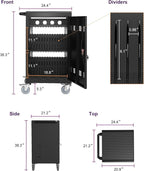 Aokleo 32 Devices Laptop Charging Cart, Tablet Storage Carts for Pad Up to 16.3" Screen Size, Classroom Computer Mobile Charging Station for Pads,Chromebooks,Laptops,Security Storage (Black)