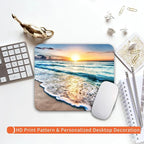 Armanza Square Mouse Pad Beach Sunset, Personalized Premium-Textured Custom Mouse Mat Design, Washable Mousepad Cloth, Non-Slip Rubber Base Computer Mouse Pads for Wireless Mouse
