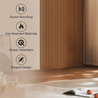 QDYMXUN Wood Slat Acoustic Wall Panels, 4-Pack 94.5'' x 7.9'' 3D Fluted Sound Absorbing Paneling for Interior Accent Wall Decor, Living Room (Natural Walnut)