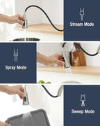 AIMADI Kitchen Faucet with Pull Down Sprayer – High Arc 360° Swivel Brushed Nickel Stainless Steel Kitchen Sink Faucet, 3-Mode Spray Head, Suitable for Farmhouse Modern Laundry Rv Bar