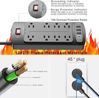 Surge Protector Power Strip - Nuetsa Flat Plug Extension Cord with 8 Outlets and 4 USB Ports, 20 Feet Power Cord (1625W/13A), 2700 Joules, ETL Listed, Black