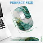 Mouse Pad Wrist Wrist Rest, Comfortable Memory Foam Wrist Rest, Non-Slip PU Base, Ergonomic Wrist Support and Arm Rests for Gaming, Office, Computer Use, Relieve Typing Pain-（Green Marble）