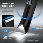 QREEYX Beard Trimmer for Men Groin & Body Hair Trimmer, Nose & Ear Clipper Head Razors for Bald Men, 5 in 1 Waterproof Manscape Kit with Travel Case, LED Display, Grooming Kit Gift for Him