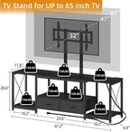 GYIIYUO LED TV Stand with Mount and Power Outlet & Fabric Drawers for 32-85 Inches TV - Entertainment Center and Industrial TV Console Table for Living Room, Bedroom- 47" Black
