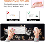Ergonomic Keyboard Wrist Rest & Mouse Pad Wrist Rest Set,Large Gaming Desk Mat 31.5"x 11.8" with Non-Slip Base,Memory Foam,Easy Typing Pain Relief for Home & Office,A Group Fluffy Cats Stand in A Row