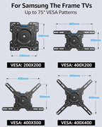 MOUNTUP Ultra Slim TV Wall Mount for Samsung The Frame/Neo QLED 8K/4K TVs, Low Profile TV Mount, Rotating 90 Degree Landscape to Portrait, Wall Mount Max VESA 400x400mm Hold up to 88 lbs MU0089