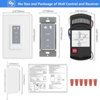 Universal Ceiling Fan Wall Remote Control Kit Replacement for Hampton Bay Hunter Harbor Breeze, 3-Speed Light Dimmer