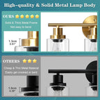 Unicozin Modern Bathroom Light Fixtures, 3 Light Vanity Lights, Gold Wall Lamp with Clear Glass for Bathroom, Mirror, Living Room, Bedroom, Hallway, E26 Base